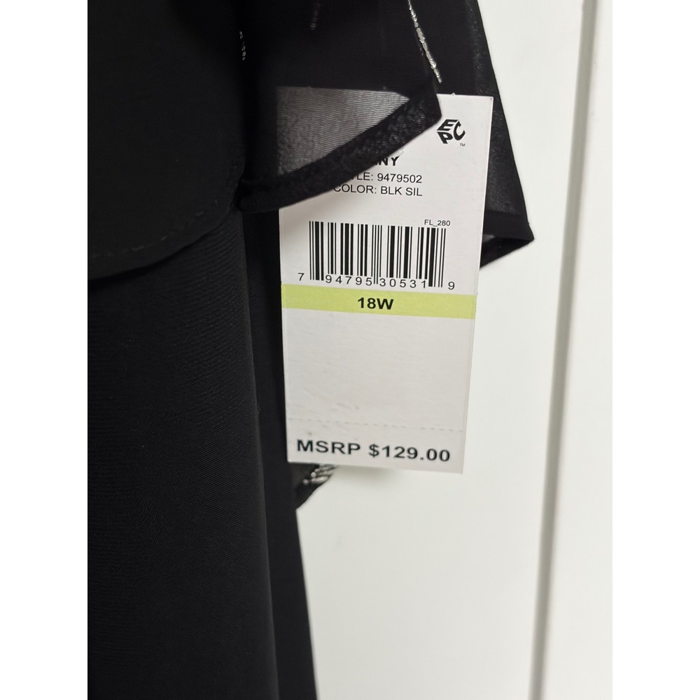 SLNY Womens Plus 18W Black Silver Metallic Capelet Sheath Cocktail Dress 9479502 - Picture 5 of 7